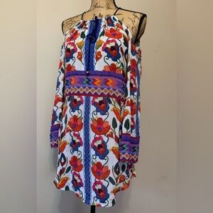 NANETTE LEPORE ladies size XS Antigua floral cold shoulder swimwear cover up NWT